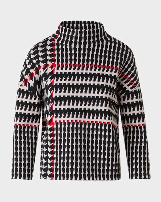 Wool-Blend Knit Jacquard Sweater